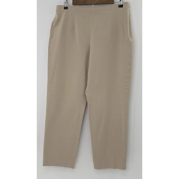 Eddie Bauer Women’s Khaki Stretch Cropped Pants Size 14P Office Comfort - Picture 1 of 10